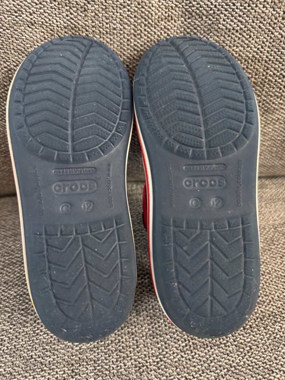 Crocs Crocband Toddler Boy Sandals Navy Red 12 C Used - Picture 6 of 12